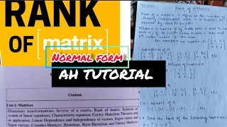 Method to find the rank by normal form  Aktu  M1 maths [upl. by Aibos3]