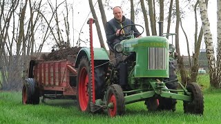 Mest strooien met Fendt F15 Dieselross en Vestas oldtimer meststrooier  Miststreuen  muck spreader [upl. by Priest]