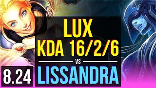 LUX vs LISSANDRA MID  KDA 1626 Legendary  BR Diamond  v824 [upl. by Mencher692]