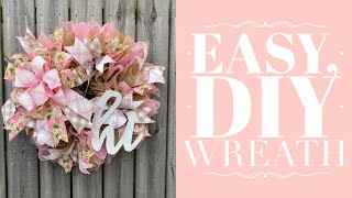 How to Make an Easy Mesh Wreath  Ruffled Wreath Tutorial  How to Make a Bow by Hand [upl. by Nahtnaoj889]