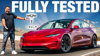 TESTED Tesla Model 3 Performance  060 Quarter Mile Skidpad Range amp More [upl. by Suhail152]