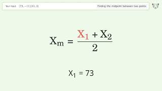 Find the midpoint between two points p1 7311 and p2 813 StepbyStep Video Solution [upl. by Nayk]