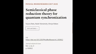 Semiclassical phase reduction theory for quantum synchronization  RTCLTV [upl. by Silvie]