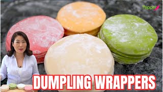 Make Korean Dumpling Wrapper From Scratch SMALL BATCH RECIPE  COLORED DUMPLING DOUGH 찹쌀만두피 [upl. by Llenrahc]