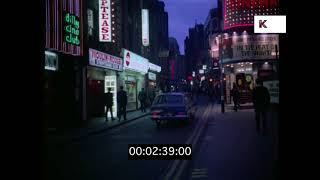 Late 1960s Soho at Night London in HD from 35mm [upl. by Bekha69]