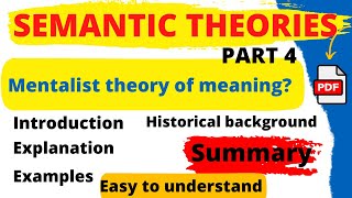 Mentalist theory  mentalist theory of meaning  semantics  linguistics  Urdu Hindi [upl. by Notnerb]