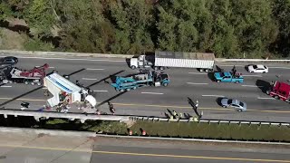 Truck overturns on I77 southbound 2 lanes closed [upl. by Yreneh]