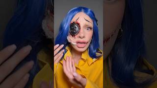 DAY 1 OF 31 CORALINE🪡🧵💙 halloween october makeup shorts viral [upl. by Hylan]