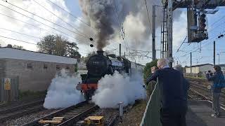 Black 5 45212 departing Carnforth North Jn towards Carlisle with 57313 on the rear [upl. by Layton]