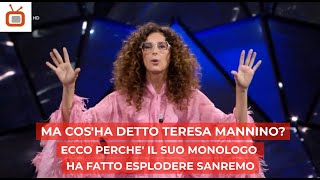 Ma cosha detto Teresa Mannino Ecco perchè il suo monologo ha fatto esplodere Sanremo 2024 [upl. by Pang138]