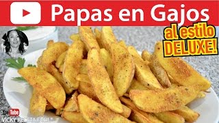 PAPAS EN GAJOS  PATATAS DELUXE  Vicky Receta Facil [upl. by Hirz]