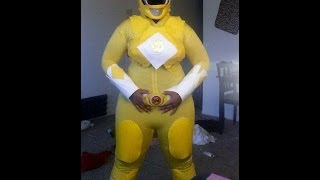 Mighty Morphin Yellow Ranger Helmet amp Costume Halloween 2013 [upl. by Notecnirp265]