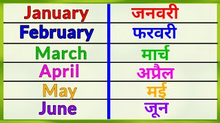 January February। January February ki spelling । 12 महीनों का नाम । संडे मंडे [upl. by Ainollopa]