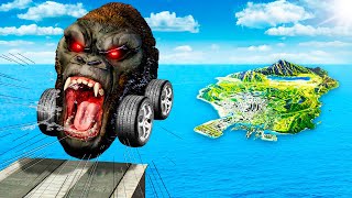 Jumping KING KONGS CARS Across The ENTIRE MAP In GTA 5 [upl. by Laefar]