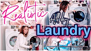 REALISTIC ALL DAY LAUNDRY WITH ME 🧺  MOM OF 3 MASSIVE LAUNDRY MOTIVATION  Myranda Achvan [upl. by Zumstein519]