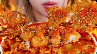 ASMR SEBLAK ENOKI AYAM GEPREK BENSU PEDAS 🥵💥 SPICY SEBLAK WITH CRUSHED FRIED CHICKEN🍗 [upl. by Lekkim]