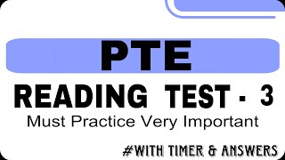 PTE READING Test 003  With Timer amp Answers  ptereading  celpip  ielts  pte [upl. by Zere]