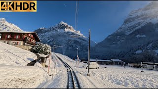 Cab Ride  Kleine Scheidegg to Grindelwald Switzerland  Train Driver View  4K HDR Video [upl. by Nyraf]