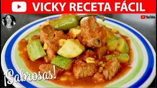 CALABACITAS CON CARNE DE PUERCO Y ELOTE  VickyRecetaFacil [upl. by Esten]