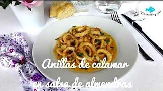 Anillas de CALAMAR en salsa de ALMENDRAS Muy fácil y sabrosas ¡Cocinando y olé [upl. by Cathryn]