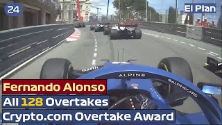 All 128 Overtakes From Fernando Alonso in 2021 Cryptocom Overtake Award Runnerup [upl. by Merriott]