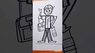 How to draw a boy going school school reels drawing art wordtoons [upl. by Ayotas535]