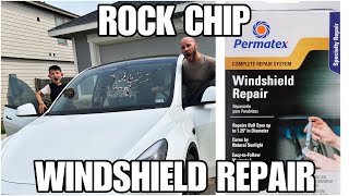 HOW TO REPAIR A CRACK OR CHIP IN WINDSHIELD  ROCK CHIP REPAIR  PERMATEX DIY REPAIR KIT [upl. by Veleda316]