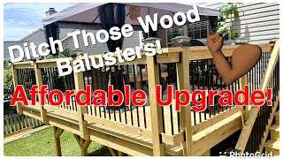 Modern Deck Railing Using These Cheap And Easy To Install Aluminum Balusters And Rail Brackets [upl. by Annnora]