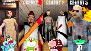 😱Granny Remake Vs Granny Vs Granny Chapter Two Vs Granny 3 With Oggy and Jack Voice [upl. by Yrellav]