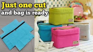 ⭐New Trick  Lunch box bag making at home bag cutting and stitching box pouch DIY makeup pouch [upl. by Herrera]