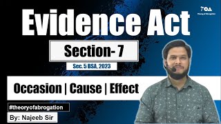 Sec 7 Indian Evidence Act  Occasion  Cause  Effect of fact is issue  Sec 5 BSA 2023 [upl. by Towbin502]