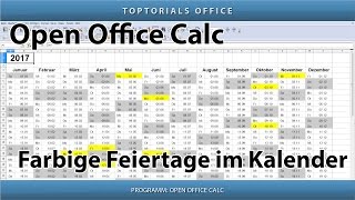 Farbige Feiertage im Kalender OpenOffice Calc [upl. by Strickman]