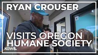 Olympian Ryan Crouser visits dogs and cats in need of homes at Oregon Humane Society [upl. by Aletta]