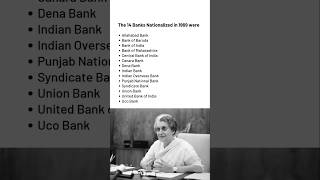 The 14 Banks Nationalized in 1969 shorts ytshortsindia indiragandhi modi shivansir [upl. by Ayekehs811]