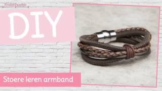 DIY sieraden maken met Kralenhoekje  Stoere leren armband met magneetslot [upl. by Nosidda]