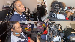 Jumbo Knotless Braids Tutorial [upl. by Ahaelam]