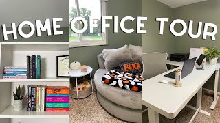 HOME OFFICE TOUR  cozy aesthetic WFH setup [upl. by Eidnak737]