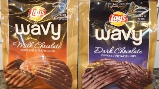 Lay’s Wavy Milk Chocolate amp Dark Chocolate Covered Potato Chips Review [upl. by Robers]