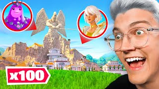 100 Joueurs CACHE CACHE au MONT OLYMPE de FORTNITE [upl. by Aikkan]