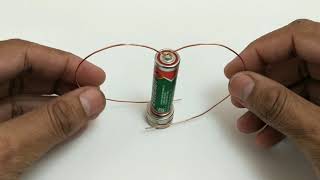 How to make simplest Motor  DIY DC Motor using Magnets AA Battery and copper wire [upl. by Llenrad]