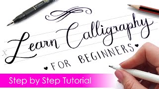 How to write CALLIGRAPHY with ANY PEN ✍️  Step by Step Tutorial [upl. by Aititil899]