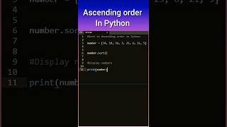 Sorting list in ascending order using Python python programming [upl. by Tnairb835]