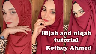 Chiffon Hijab and niqab tutorial  Rothey Ahmed  chest coverage [upl. by Calia]