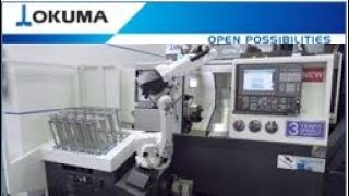 Okuma Lathe GENOS L3000e  Automation with RoboJob TURNASSIST 200 [upl. by Ahtaga906]