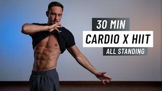 30 Min Cardio HIIT Workout For Fat Burn  ALL STANDING  No Equipment Home Workout [upl. by Bibah]