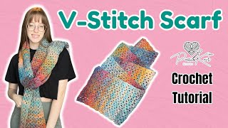 Crochet VStitch Scarf  TUTORIAL  DIY [upl. by Jaworski683]