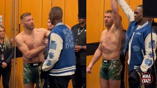 Dricus Du Plessis embraces Israel Adesanya amp gifts him a jacket after UFC 305 [upl. by Aelyak]