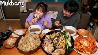 시어머님이 만들어 주신 가마솥 아궁이 닭백숙과 초간단 겉절이 먹방😋  Mukbang [upl. by Oremodlab]