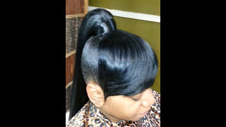 High genie ponytail and bang quick weave [upl. by Ayatan]