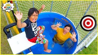 Ryan plays Dunk Tank Family Challenge with Daddy and Mommy [upl. by Dara]